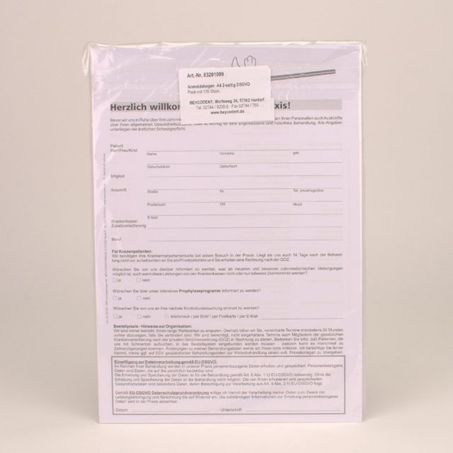 Anmeldebogen + Anamnese 2-Seitig Bl