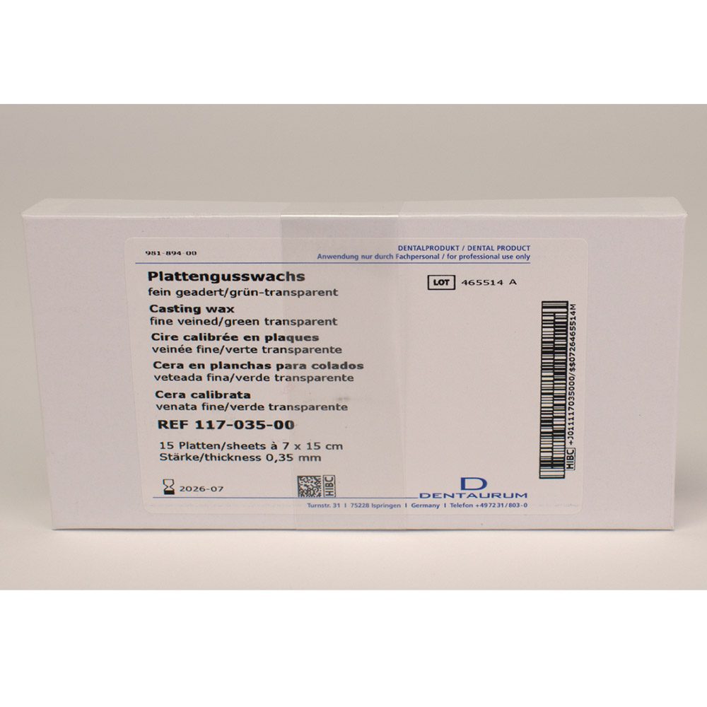 Gusswachs fein 0,35 grün Platten Pa