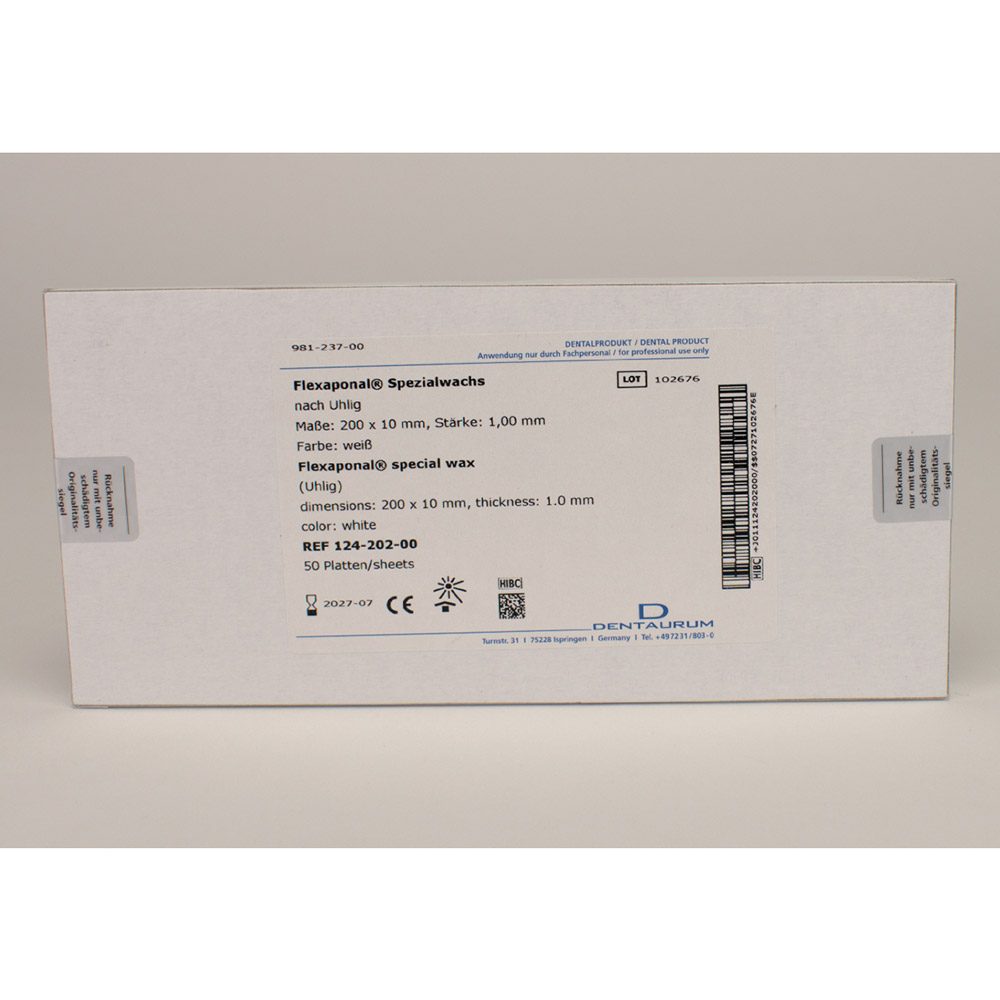 Flexaponalwachs weiss 200x10mm 80G