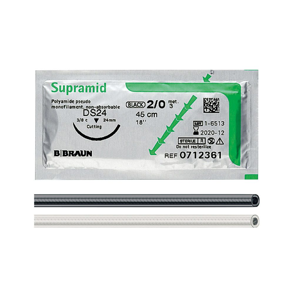 Supramid schwarz HS15 4/0 45cm, 12 Stück
