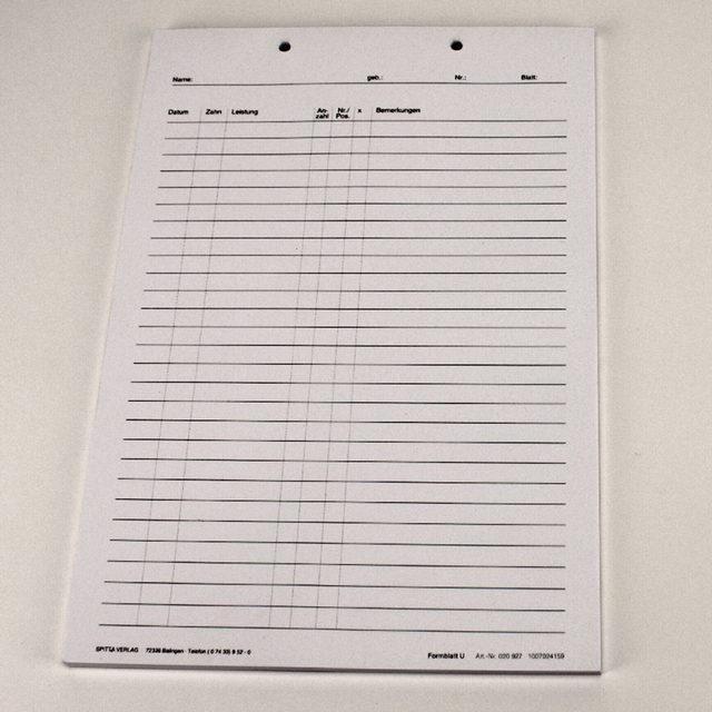 Krankenblatt U weiss kopfgel. 100St