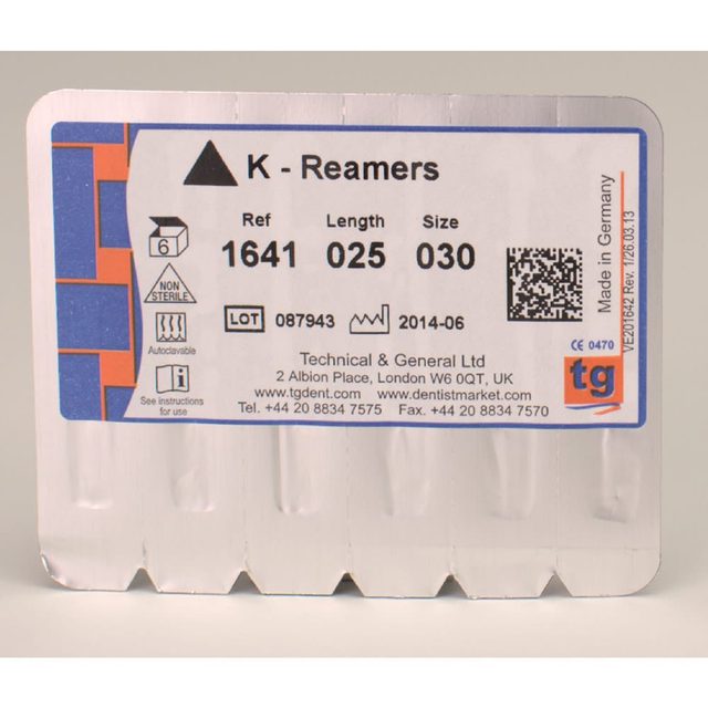 tg K-Reamers 25mm Size 030 6pcs