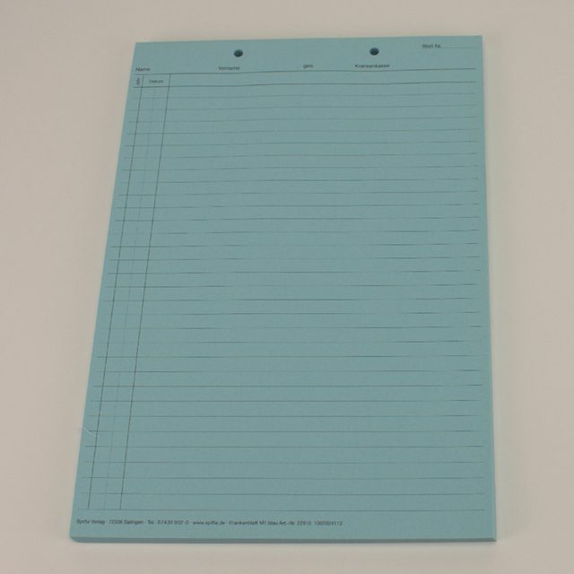 Krankenblatt M1 blau kopfgel. 100St