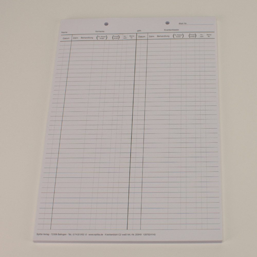 Krankenblatt C2 weiss kopfgel.100St
