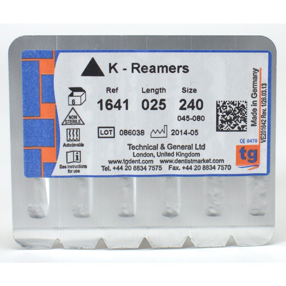 tg K-Reamers 25mm Size 45-80 6pcs
